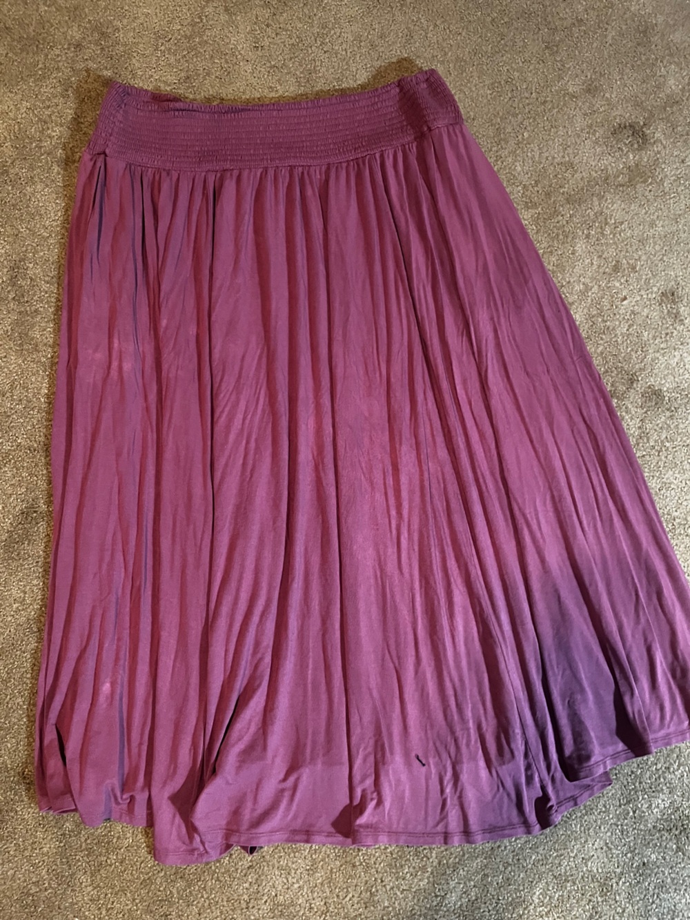 Women's Wine-Purple Maxi Skirt with Smocked Waist